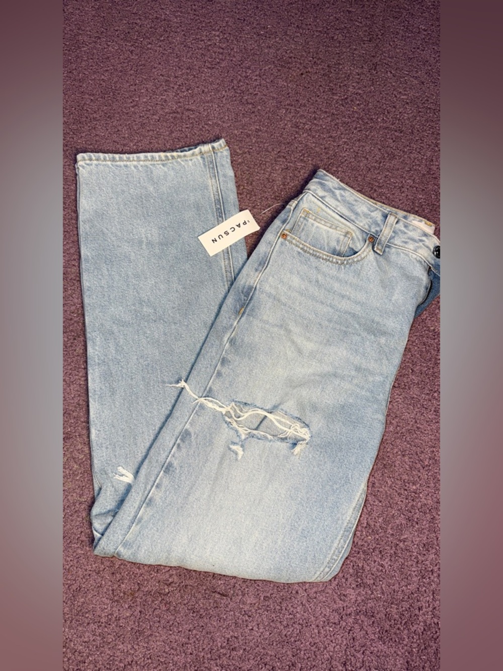 PacSun Light Blue 90’s Boyfriend Jeans SHORT With Styled Rips *BRAND NEW*